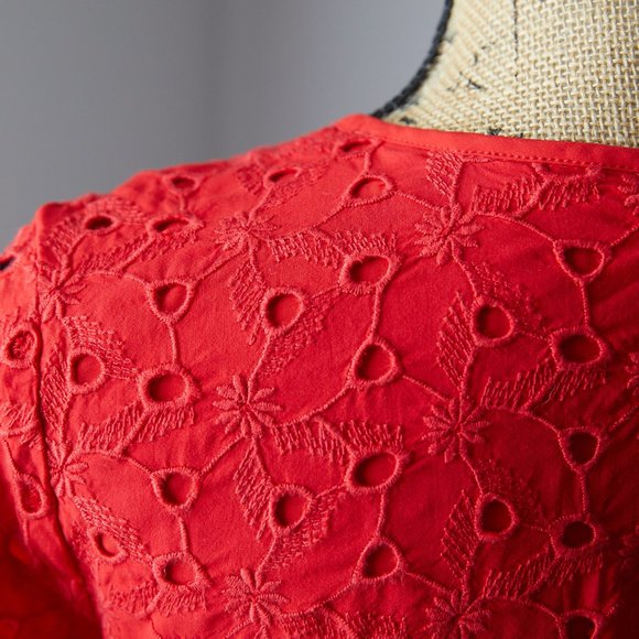 Market & Spruce Alexandrine Eyelet Dress Size Small Red - Picture 2 of 5